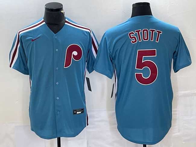 Men%27s Philadelphia Phillies #5 Bryson Stott Blue Cool Base Stitched Jersey